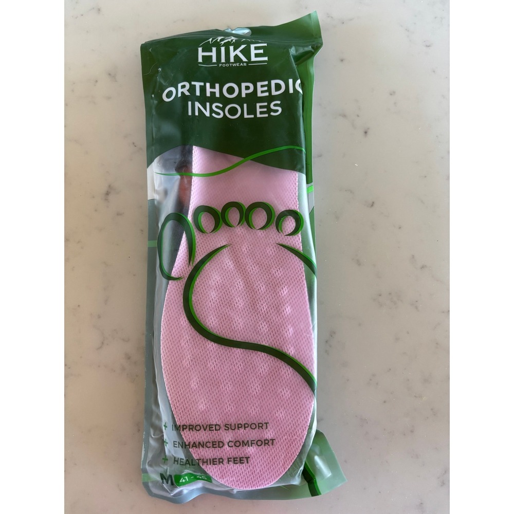 Hike Footwear Orthopedic Insoles Pink Size M 41-45 Arch Support Shoe Inserts